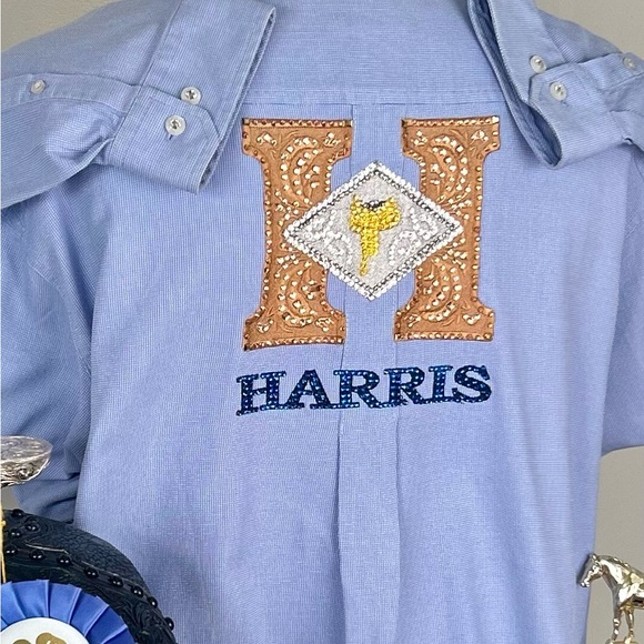Western Show Shirt - Cinch Harris Long Sleeve Mens XL Harris Embroidery Crystals